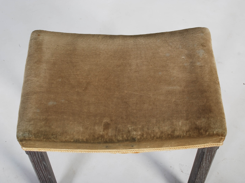 A George VI Coronation stool by Maple & Co., limed oak with velvet upholstered seat and gold - Image 5 of 9