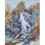 J. A. Henderson Tarbet (c.1865-1937) Highland waterfall watercolour, signed lower right 48.5cm x