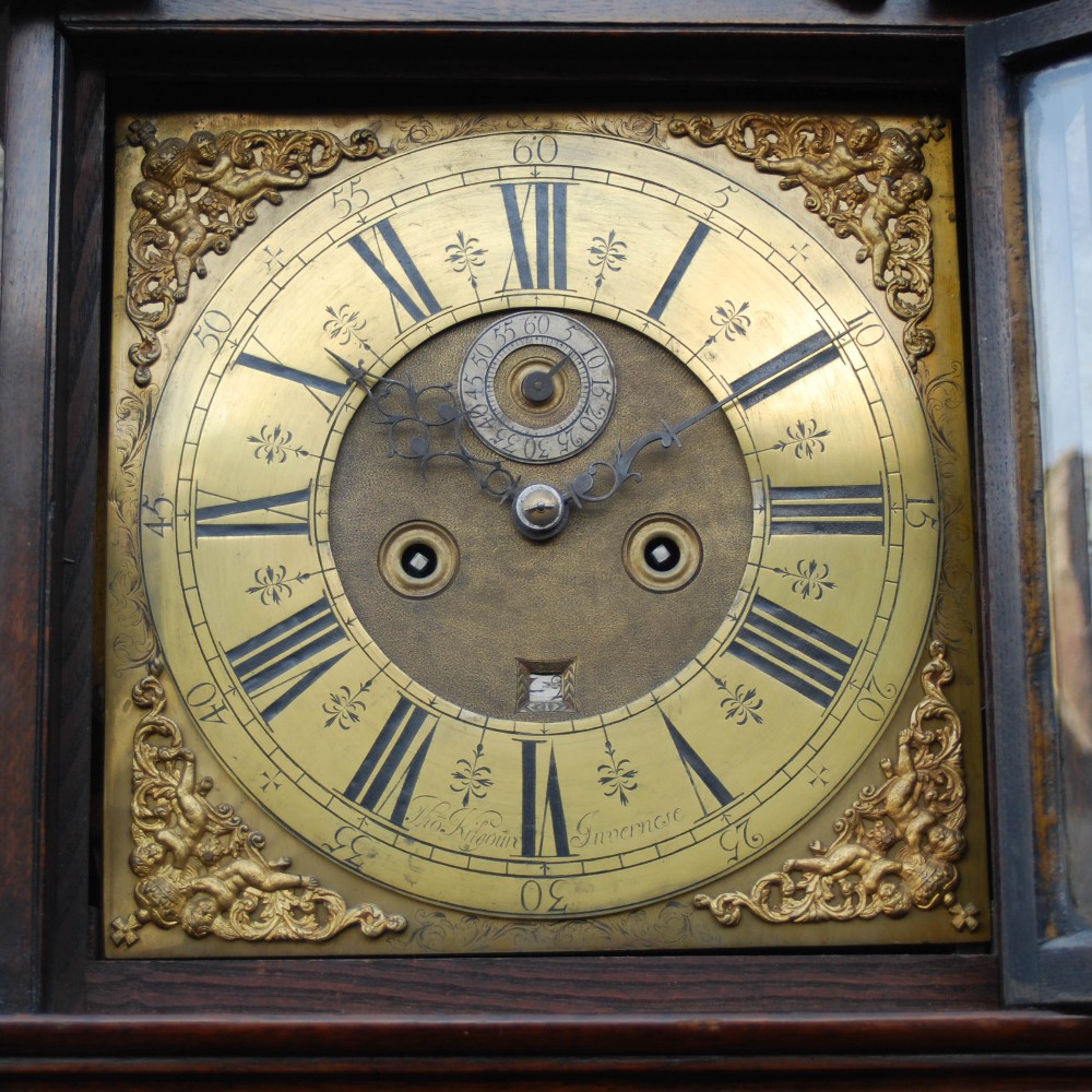 An 18th century and later oak longcase clock, Tho. Kilgoure, Invernese, the brass dial and brass - Image 2 of 11