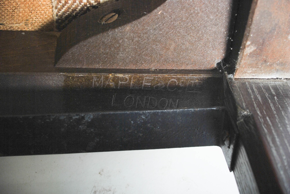 A George VI Coronation stool by Maple & Co., limed oak with velvet upholstered seat and gold - Image 8 of 9