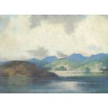 Sir David Young Cameron RA RSA RWS RSW RE (1865-1945) Highland loch scene coloured chalks, signed