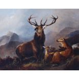 19th century British School in the manner of Sir Edwin Landseer Stag and Hinds oil on canvas,