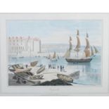 After William Daniell Weymouth and Swanage two coloured engravings 21.5cm x 28cm (2)