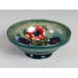 Anemone, a Moorcroft pottery footed bowl, impressed marks and original paper label, 16.5cm