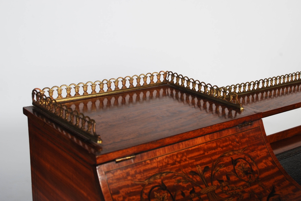 A late 19th century satinwood and marquetry inlaid desk by Maple & Co., the rectangular top with - Image 4 of 14