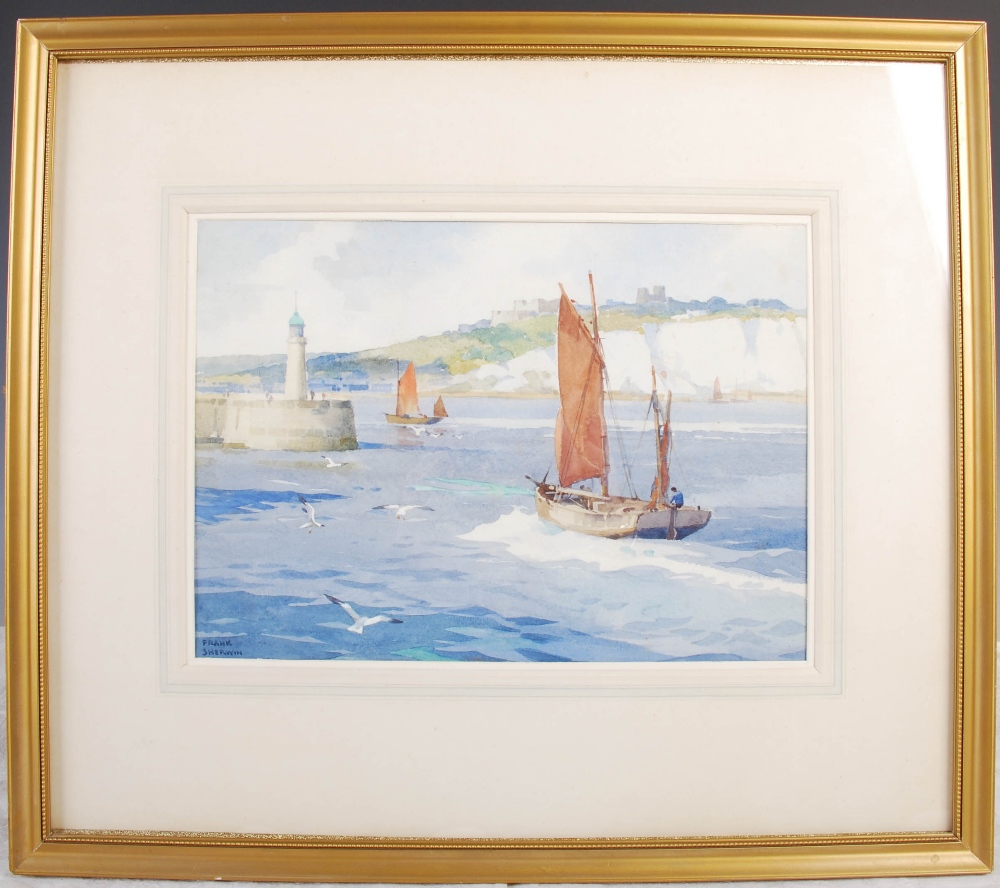 AR Frank Sherwin (1896-1985) Returning to harbour watercolour, signed lower left 21.5cm x 30.5cm - Image 2 of 4