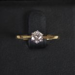 A diamond solitaire ring, set with round brilliant cut diamond estimated to weigh 0.41ct set to 18ct