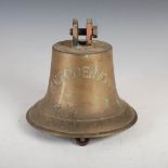 An early 20th century brass ships bell, M.V. ARDENVOHR, c. 1940, M.V. Ardenvohr was built by Denny