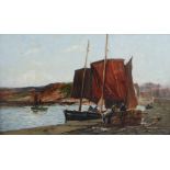 Joseph Milne (1857-1911) Harbour scene, sorting the catch oil on canvas, signed and dated 1880 lower