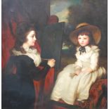 Attributed to Philip H. Calderon RA Portrait of Henrietta Sebright and Mary Sebright oil on