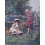 Charles A. Sellar RSW (1856-1926) Picking flowers oil on canvas, signed lower left 24.5cm x 19.5cm