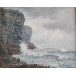 AR John N. McGhie (1867-1952) Coastal scene with cliffs and crashing waves watercolour, signed lower