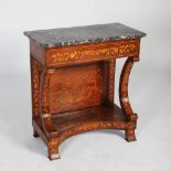 A 19th century Dutch mahogany and marquetry inlaid console table, the white and black rectangular