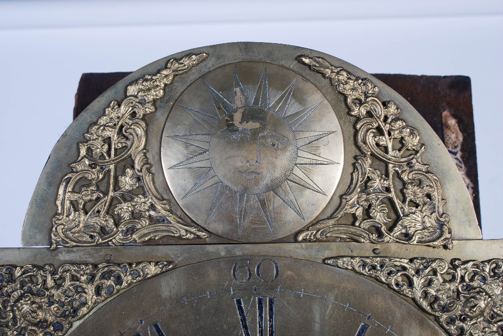 A George III red lacquer longcase clock, unsigned, the brass dial with Roman numerals, the twin - Image 5 of 14