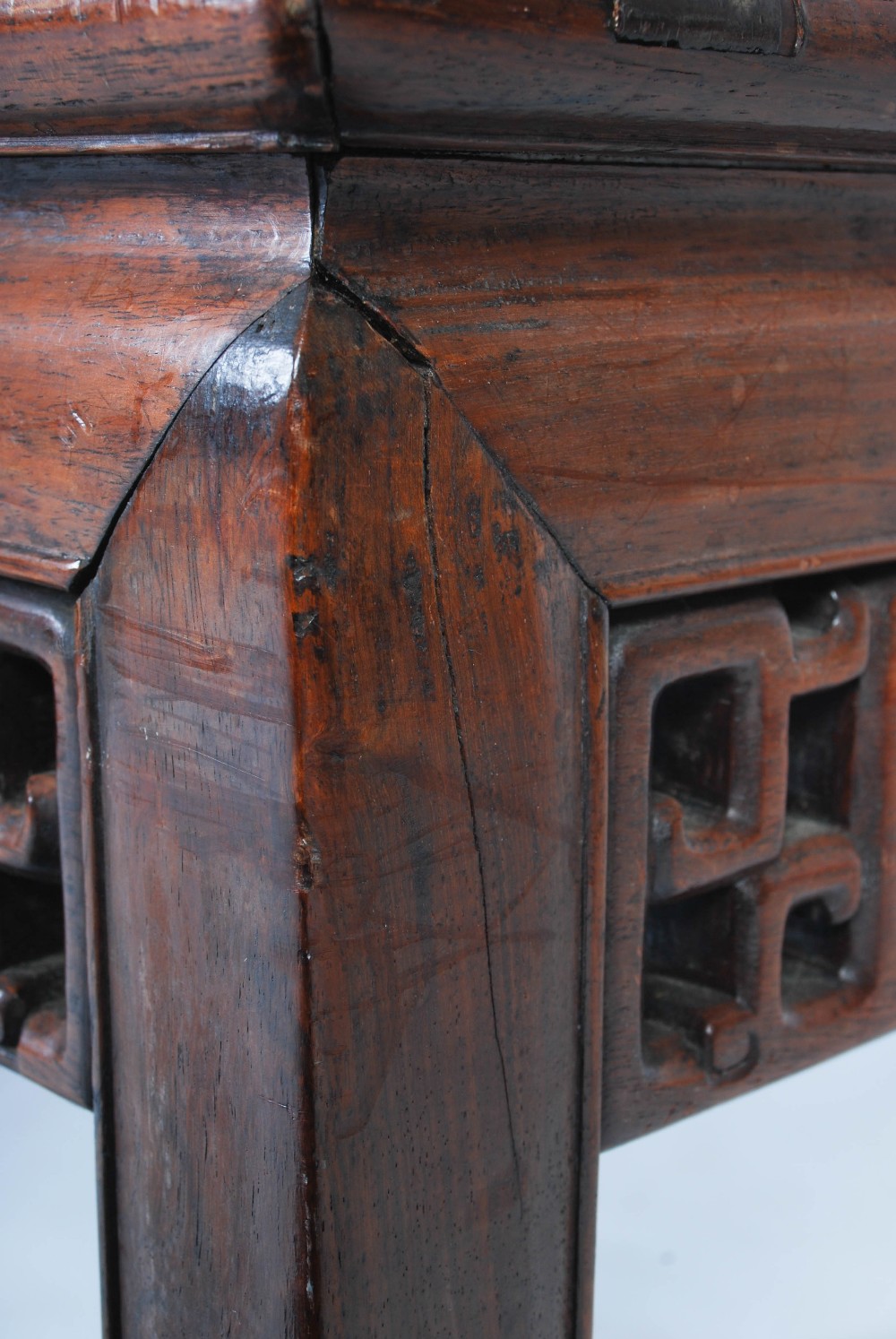 A Chinese dark wood square shaped occasional table, late 19th/early 20th century, the square - Image 6 of 7