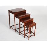 A quartetto of four Chinese dark wood and burr wood occasional tables, late 19th/early 20th century,