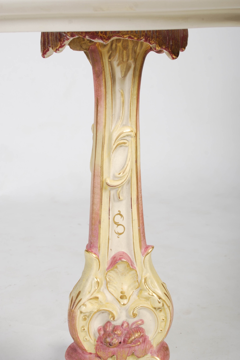 A late 19th century pottery occasional table, the circular top decorated with iris, raised on a - Image 3 of 9