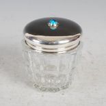 An Arts & Crafts silver mounted cut glass dressing table jar, Birmingham, 1907, makers mark of L&