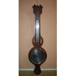 A 19th century mahogany and marquetry inlaid barometer, I. COMOLI, EDINBURGH, with silvered dials,