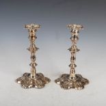 A pair of William IV silver candlesticks, Sheffield, 1835, makers mark of I&IW & Co., for