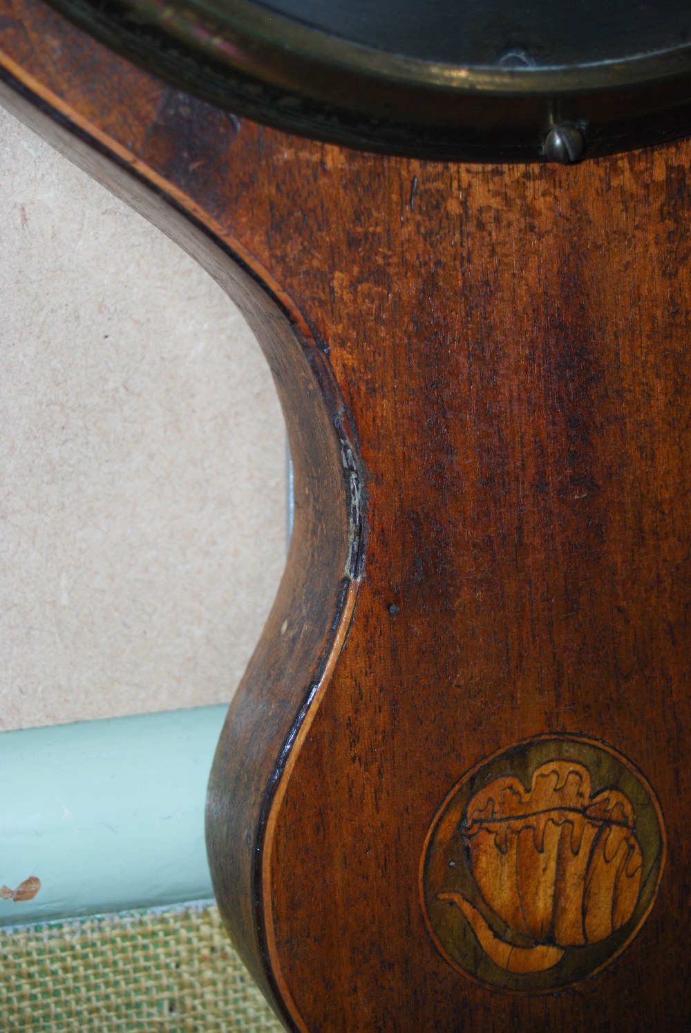A 19th century mahogany and marquetry inlaid barometer, I. COMOLI, EDINBURGH, with silvered dials, - Image 6 of 7