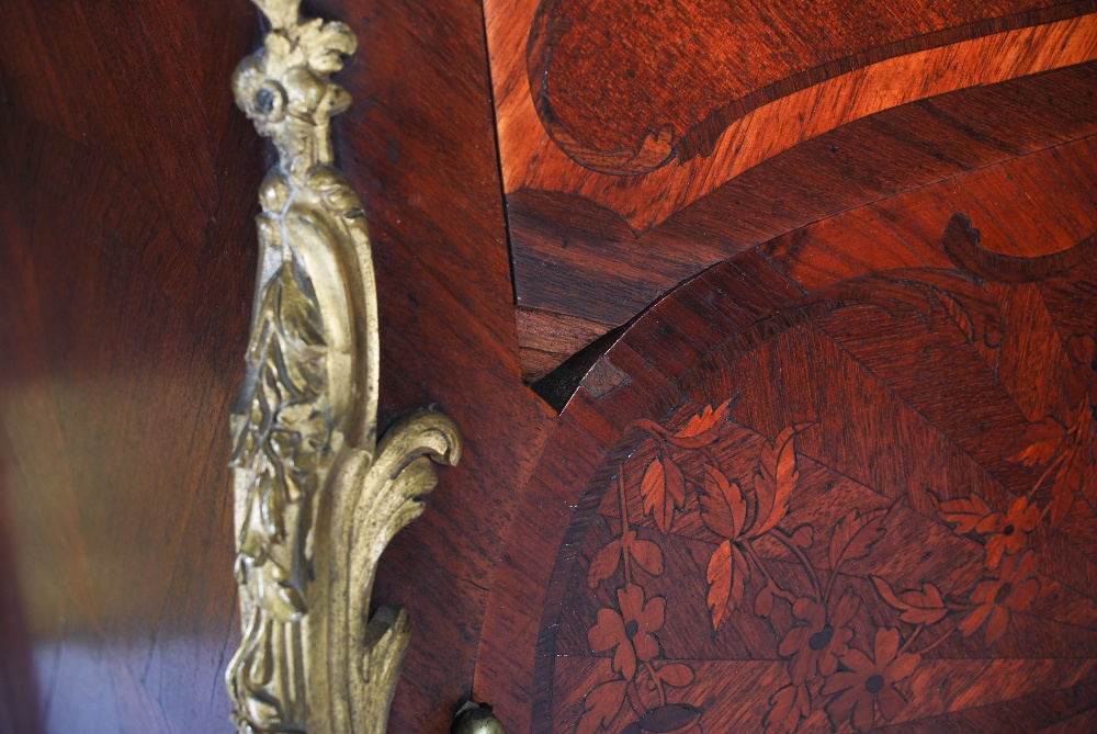 A pair of late 19th century French kingwood, marquetry and ormolu mounted bedside commodes in the - Image 5 of 9