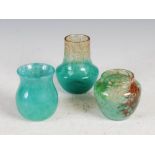 Three Monart miniature travelling salesman's sample vases, comprising; a vase, shape FB, mottled