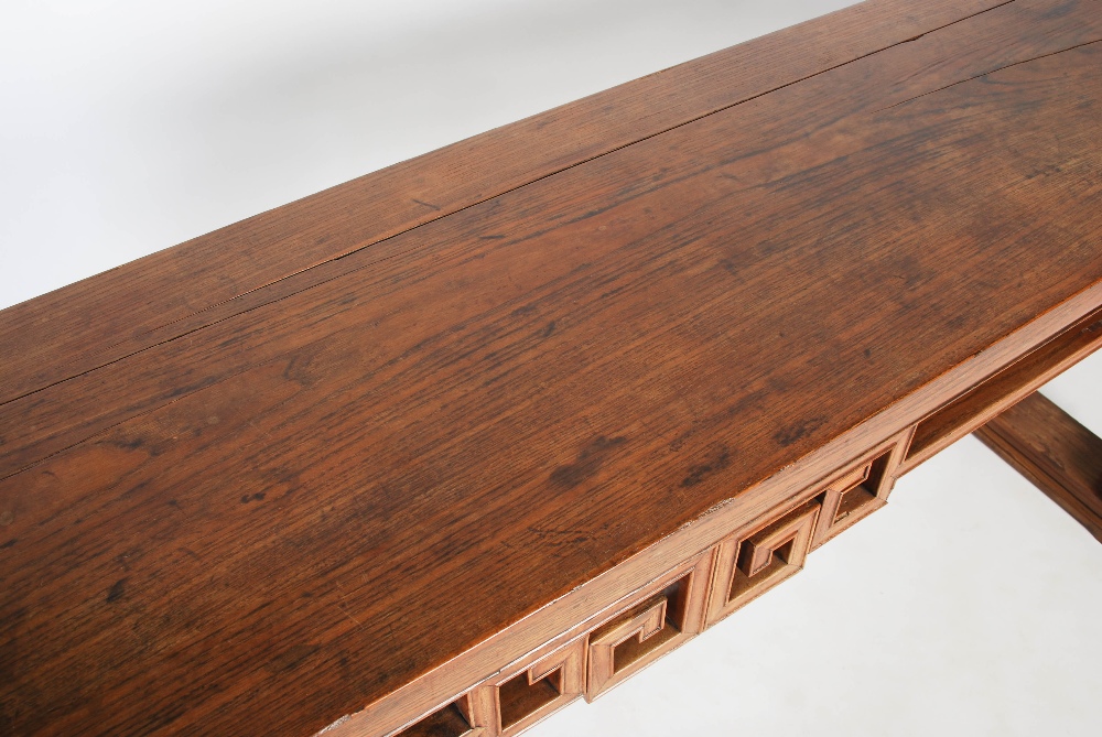 A Chinese blonde wood rectangular table, late 19th/early 20th century, the rectangular panelled - Image 3 of 10