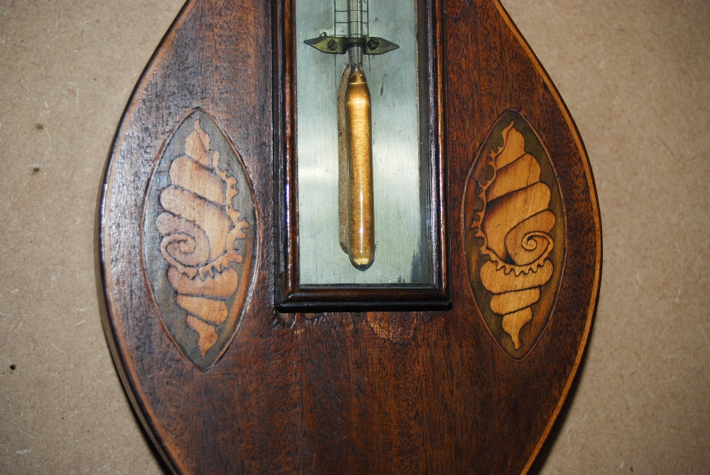 A 19th century mahogany and marquetry inlaid barometer, I. COMOLI, EDINBURGH, with silvered dials, - Image 7 of 7