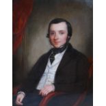 19th century British School Half length portrait of a Gentleman oil on canvas 44.5cm x 34.5cm