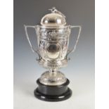 An impressive Edwardian large silver two handled presentation 'Miniature Rifle Club' cup and