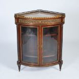 A late 19th century French mahogany, marble and gilt metal mounted Encoignure, the breche d'alep