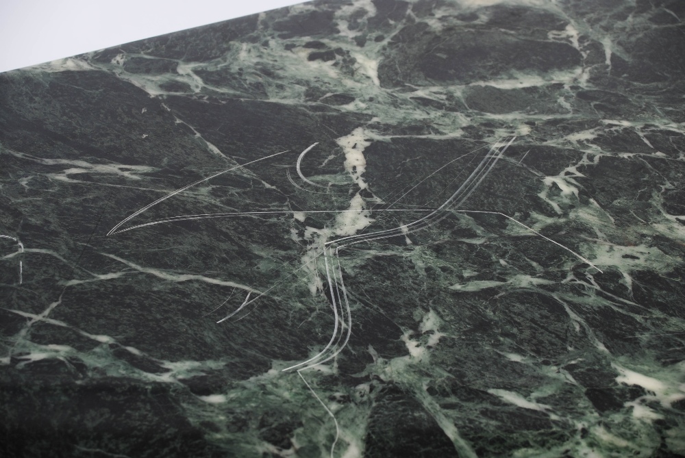 A 19th century rosewood console table, the green, white and black veined marble top above a - Image 6 of 9