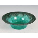 A Monart bowl, shape UB, mottled black and green with typical whorls and gold coloured inclusions,