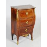 A 19th century French Louis XVI style kingwood and ormolu mounted commode of small proportions,