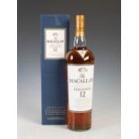 One boxed bottle of The Macallan, Single Malt Highland Scotch Whisky, Elegancia, 12 years old, 40%