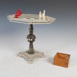 A late 19th century Anglo-Indian Vizagapatam sandalwood, ivory and horn miniature games table, the