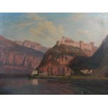 J. Wanka (Continental 19th century) Northern European river scene with castle oil on canvas,