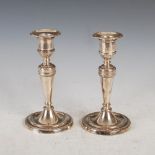 A pair of George III silver candlesticks, Sheffield, 1782, makers mark of DS over RS, the