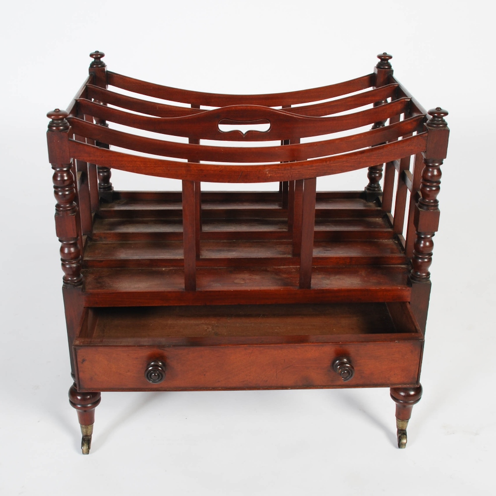 A 19th century mahogany Canterbury, the rectangular top with four divisions above a single - Image 5 of 7