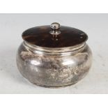 A George V silver and faux tortoiseshell bowl and cover, London, 1923, makers mark of C&A,