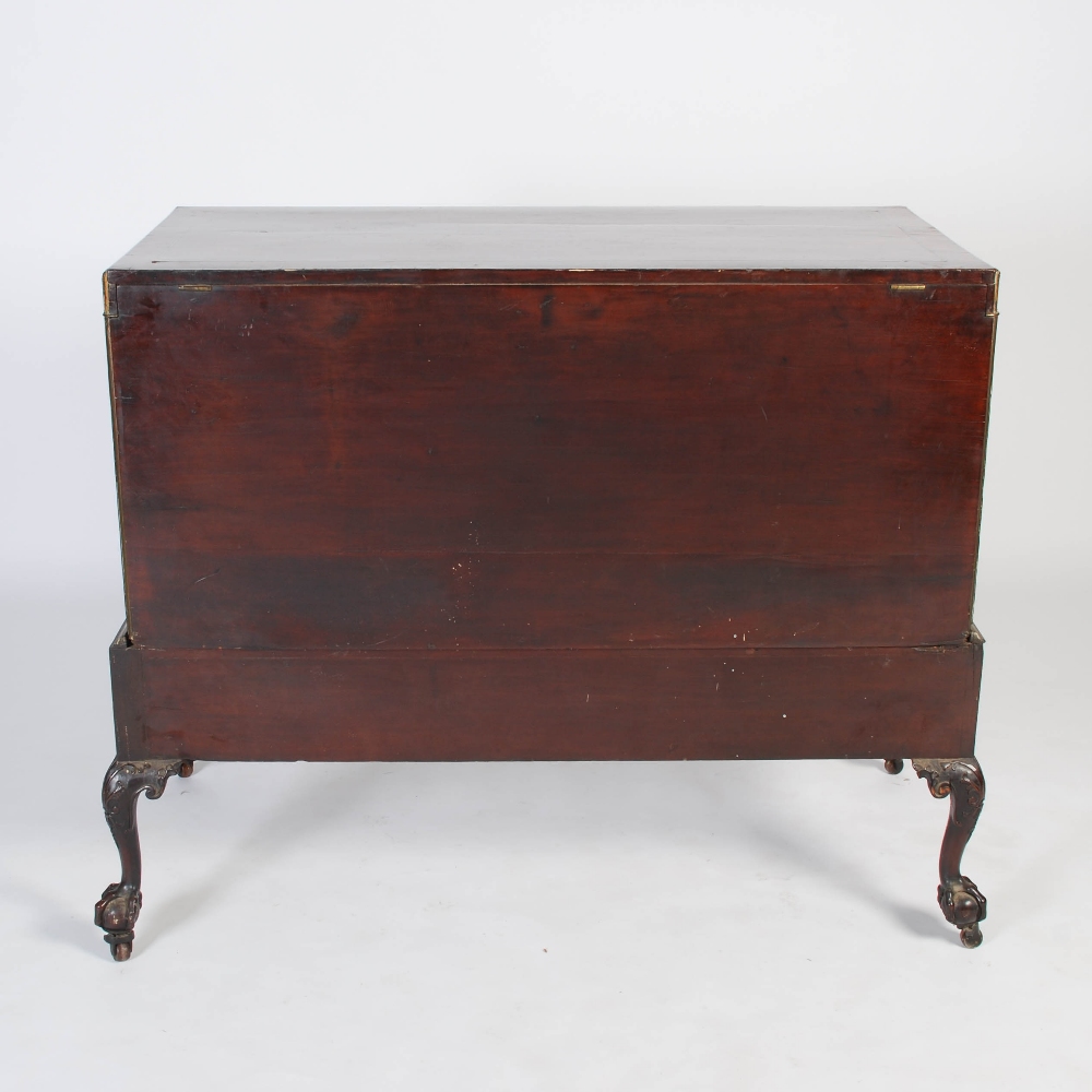 A George III mahogany and brass bound chest on stand, the rectangular chest with brass inlaid - Image 10 of 10