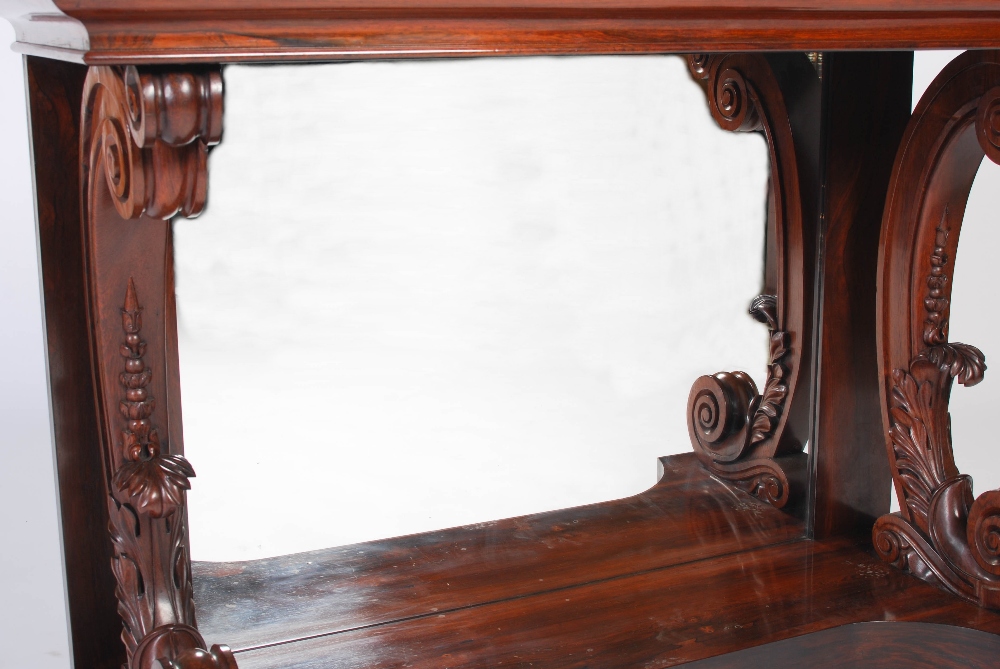 A 19th century rosewood console table, the green, white and black veined marble top above a - Image 7 of 9