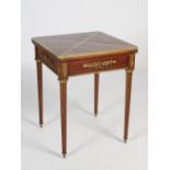 A late 19th century mahogany, parquetry and gilt metal mounted envelope card table in the