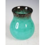 A Monart vase, shape SA, mottled black and green with gold coloured inclusions, 12.5cm high.