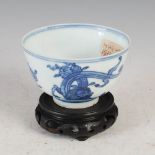 A Chinese porcelain blue and white footed bowl, bearing Wanli six character mark, the interior