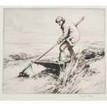 George Soper RE (1870-1942) Ditching etching, signed lower right 18.5cm x 21cm