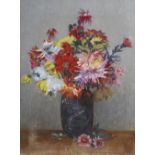 Anderson Hague Still life of mixed flowers in a vase oil on canvas, signed lower right 50.5cm x