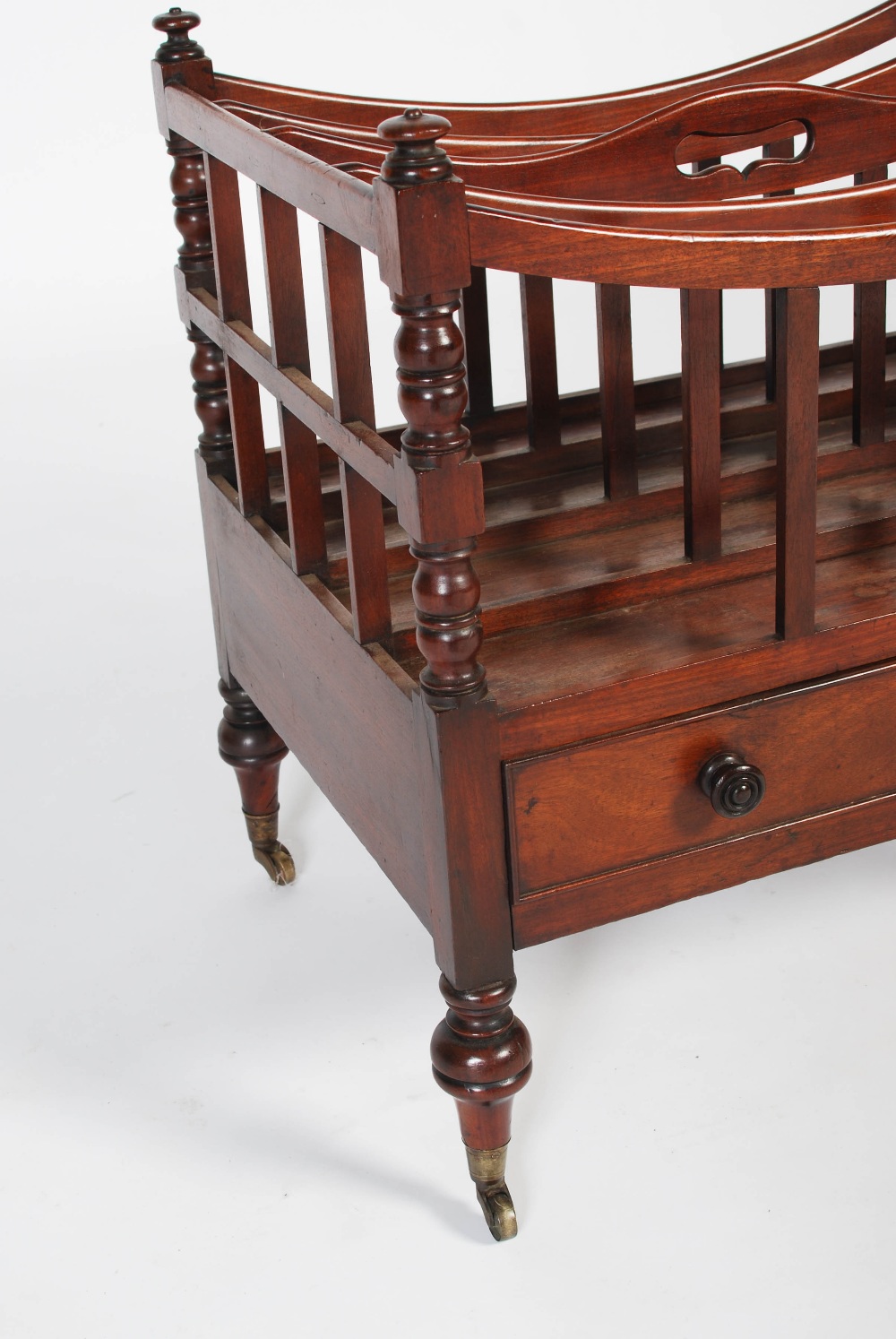 A 19th century mahogany Canterbury, the rectangular top with four divisions above a single - Image 3 of 7