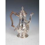 A George III silver coffee pot, London, 1765, makers mark of B.G possibly that of Benjamin